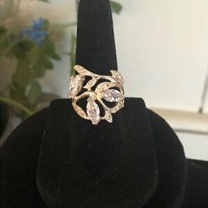 Vintage Sterling Silver & Rhinestone Ring - Size 5.75